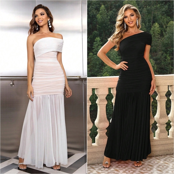 Radiant Royalty One-Shoulder Ruched Dress - White - Picture 12 of 12